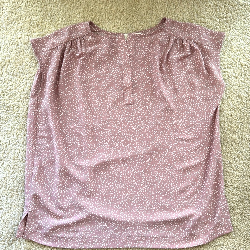 LOFT Pink Blouse with White Dots